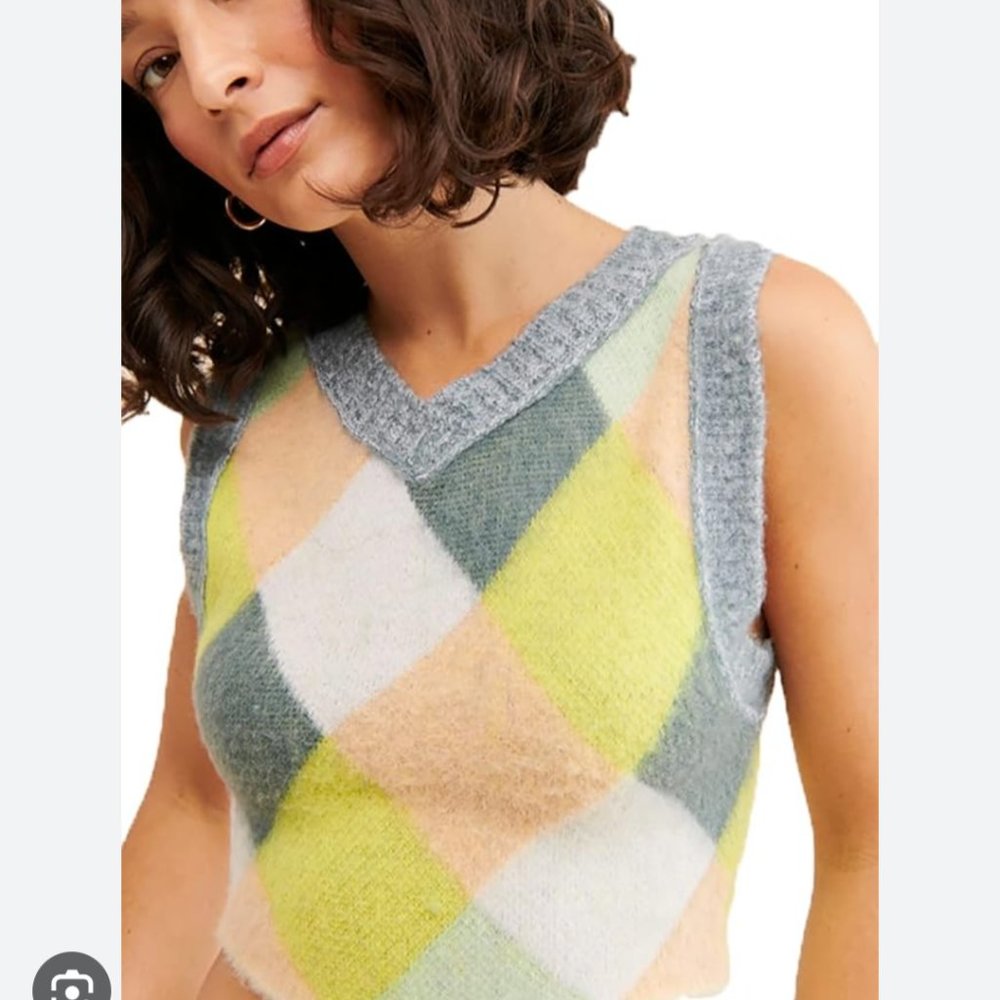 Free People Argyle Quinn Sweater Vest - Picture 2 of 5
